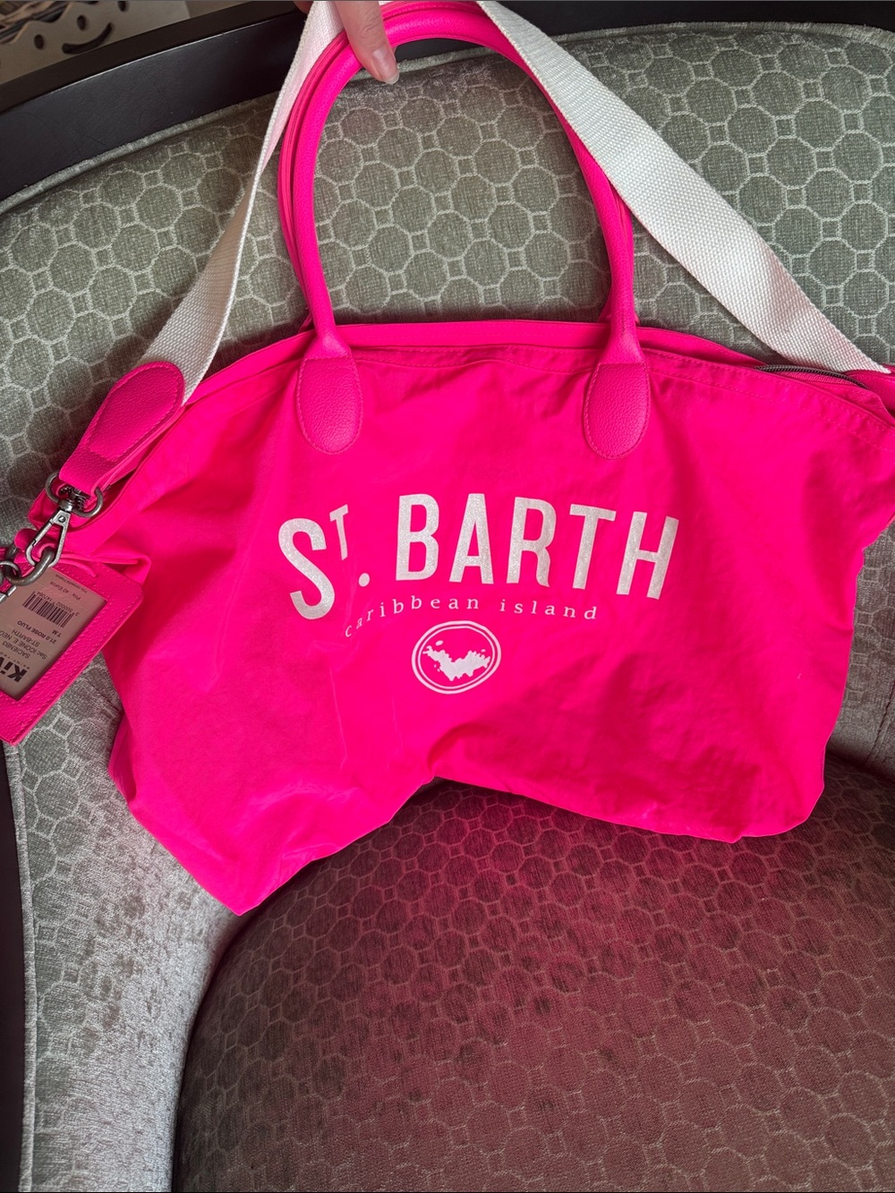 Saint Barth Hot Pink Tote with White Strap NWOT